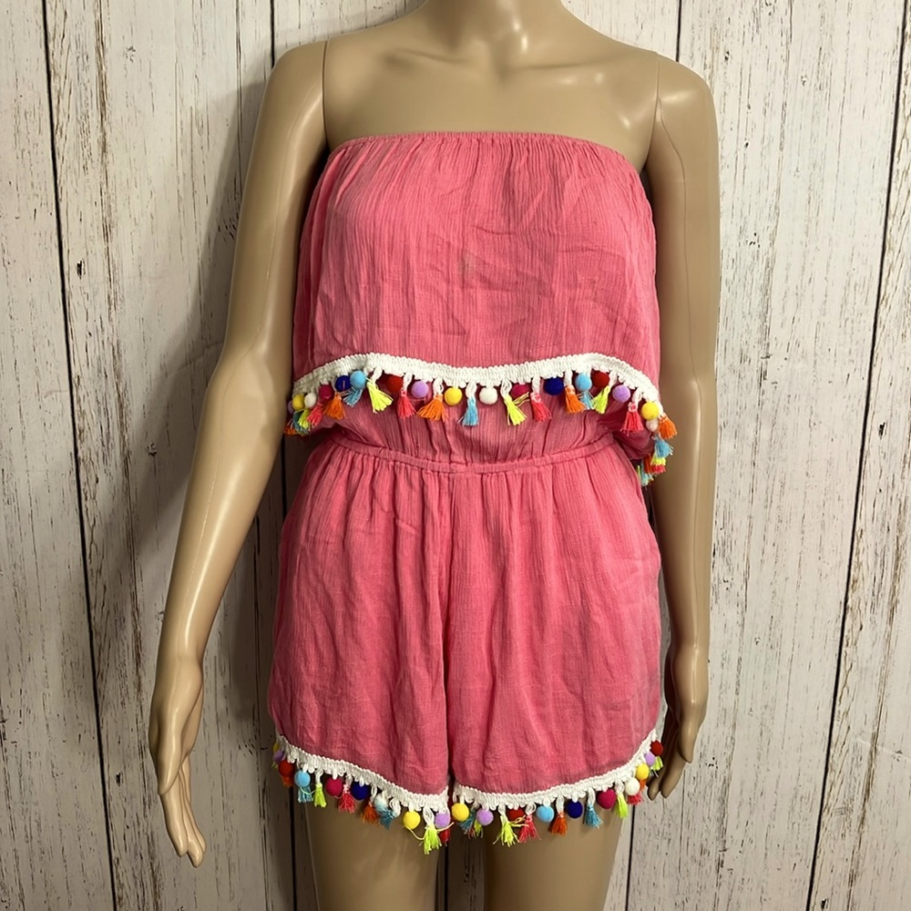 Sketchbook Strapless Rayon Romper One piece Shorts & Top Size Small